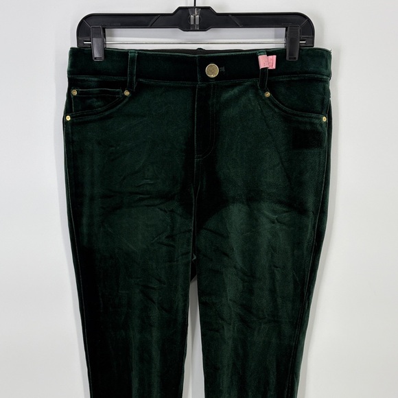 🦆 INC International Concepts Dark Green Velvet stretchy Pants - Picture 1 of 7